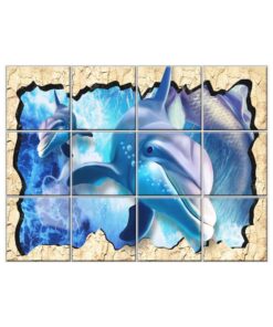 NISH! Dolphin Wall Tiles #081 - Ceramic, Digital Poster Wall Tiles