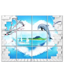 NISH! Dolphin Wall Tiles #086 - Ceramic, Digital Poster Wall Tiles