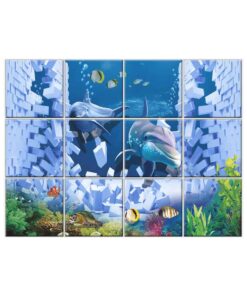NISH! Dolphin Wall Tiles #089 - Ceramic, Digital Poster Wall Tiles