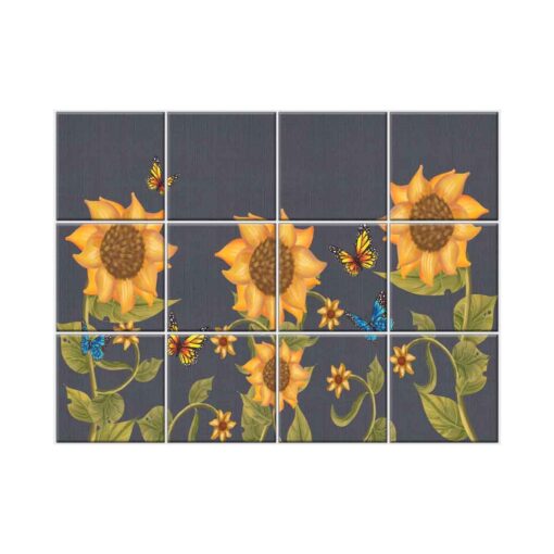Sunflower Tile Mural  #017 - Ceramic, Digital Wall Tiles